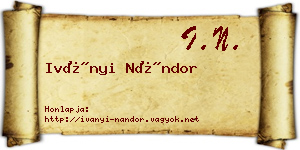 Iványi Nándor névjegykártya