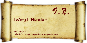 Iványi Nándor névjegykártya